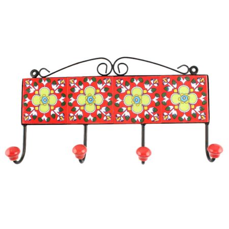 Red Floral Ceramic Tile Hook Online 